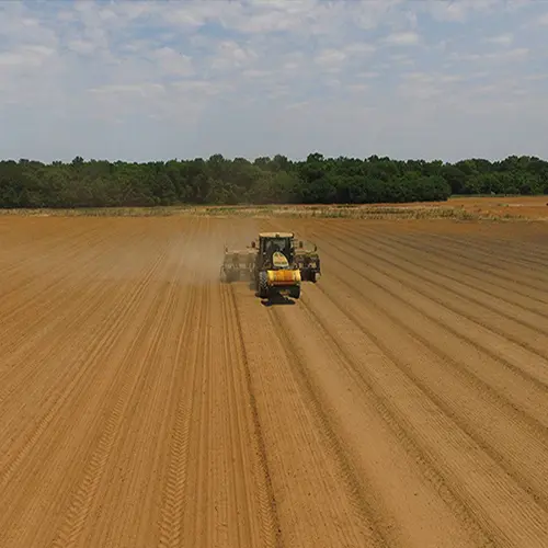 Tractor preparing land for sowing