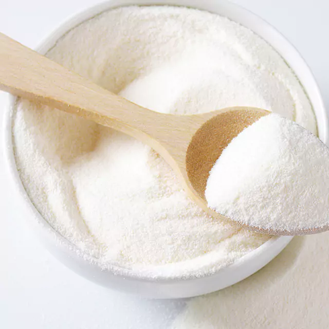 Close up shot of skimmed milk powder