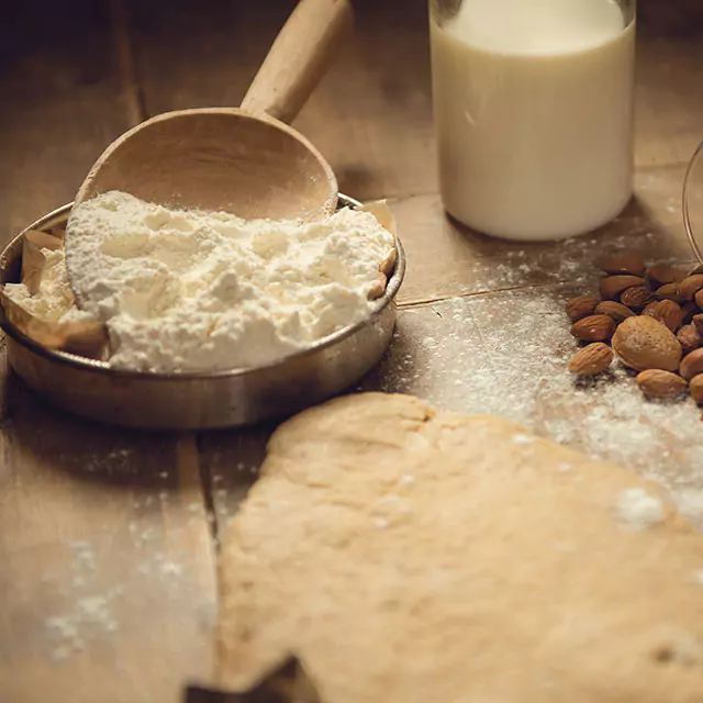 Styled close up shot of natural nut flour